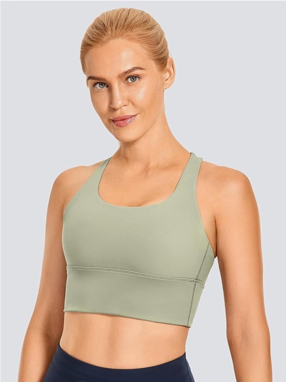 Wirefree Strappy Longline Sports Bra - Sage Green